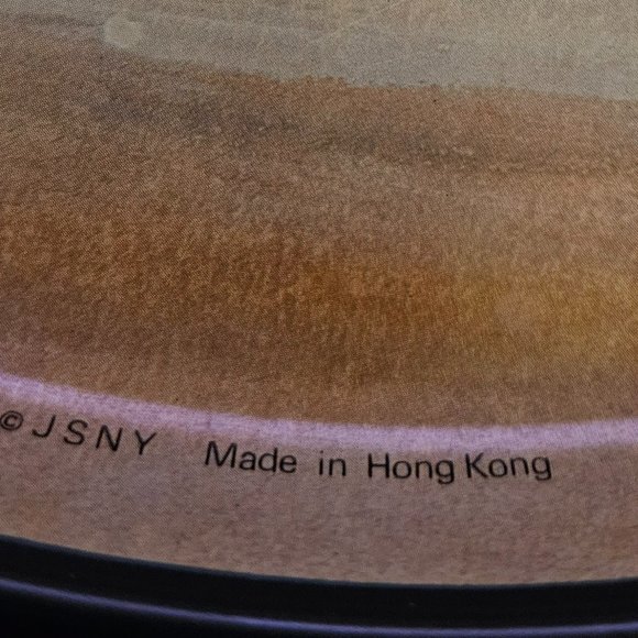 vintage 80s metal round tray 2 geese ducks w/blue bows - Picture 3 of 6